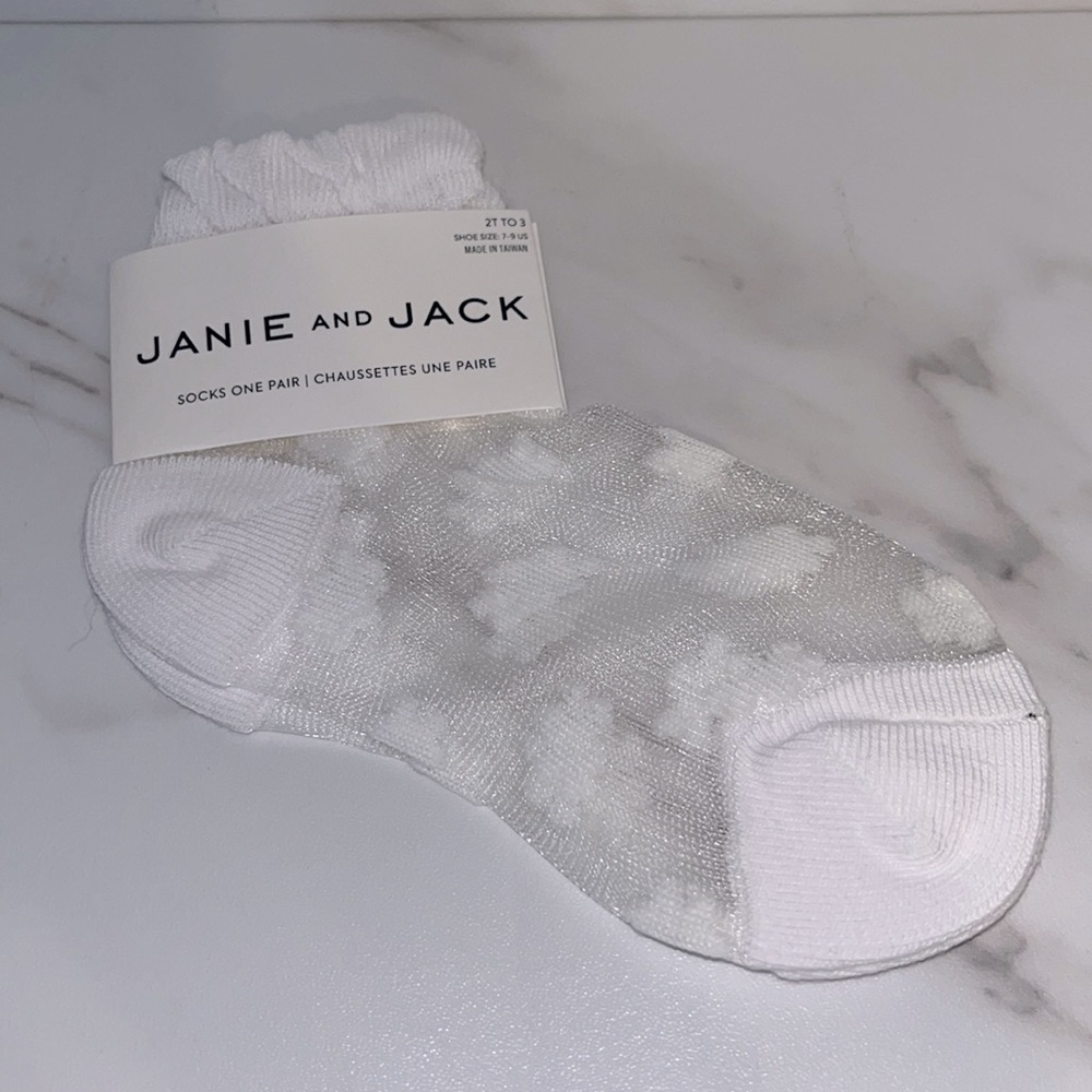 NWT Janie and Jack white sheer cloud socks 2T-3